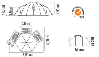 Medidas Carpa estructural Bunker 6P
