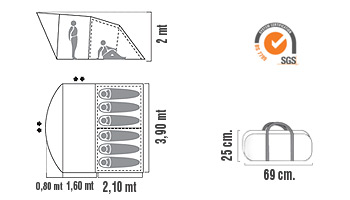 Medidas Carpa estructural Condor 6P