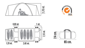 Medidas Carpa Iglu Samara 6P